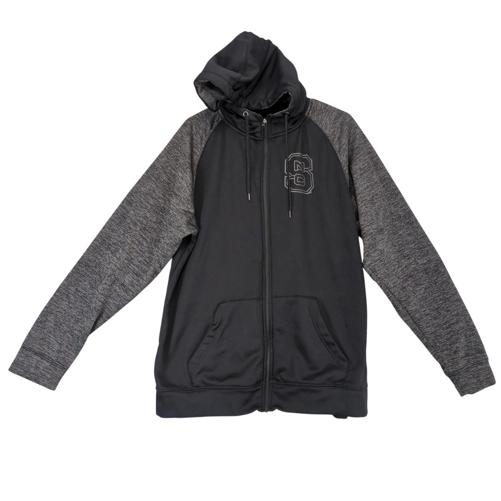 Colosseum NC State Wolfpack Black Gray Full Zip Hoodie Mens XL Sportswear NCAA